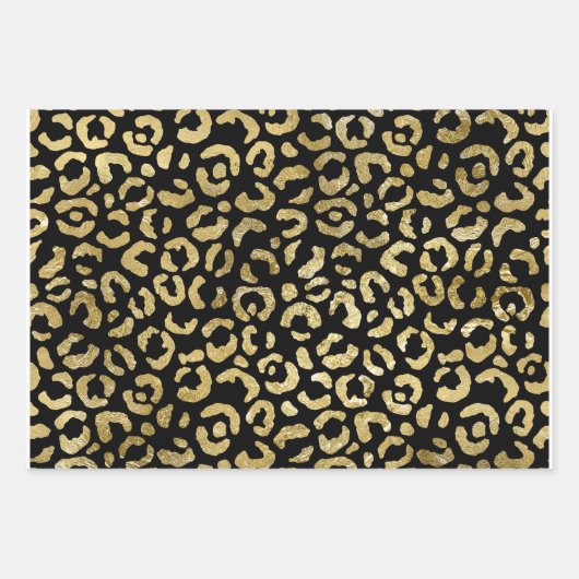 Luxe Glam Gold Grey Leopard Print set van 3 Inpakpapier Vel (Voorkant 3)