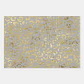 Luxe Glam Gold Grey Leopard Print set van 3 Inpakpapier Vel (Voorkant 2)