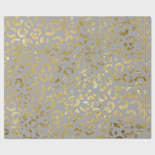Luxe Glam Gold Grey Leopard-printer Cadeaupapier (Vlak)