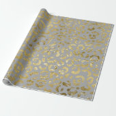 Luxe Glam Gold Grey Leopard-printer Cadeaupapier (Uitgerold)