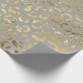 Luxe Glam Gold Grey Leopard-printer Cadeaupapier (Hoek)