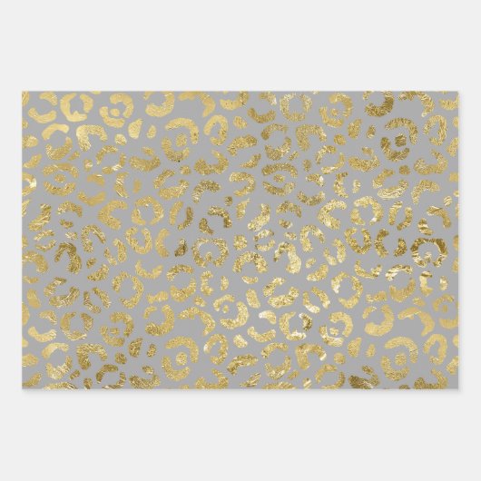 Luxe Glam Gold Grey Leopard-printer Inpakpapier Vel (Voorkant 2)