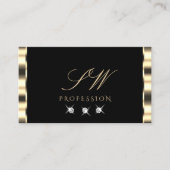 Luxe Glam Gold Initialen met zwarte mousserende di Visitekaartje (Voorkant)