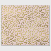 Luxe Glam Gold Light Roze luipaard afdrukken Cadeaupapier (Vlak)