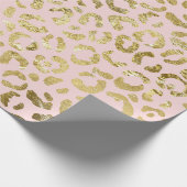Luxe Glam Gold Light Roze luipaard afdrukken Cadeaupapier (Hoek)