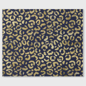 Luxe Glam Gold Navy Leopard-printer Cadeaupapier (Vlak)