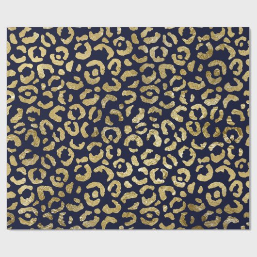 Luxe Glam Gold Navy Leopard-printer Cadeaupapier (Vlak)