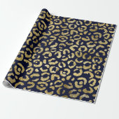 Luxe Glam Gold Navy Leopard-printer Cadeaupapier (Uitgerold)