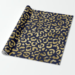 Luxe Glam Gold Navy Leopard-printer Cadeaupapier