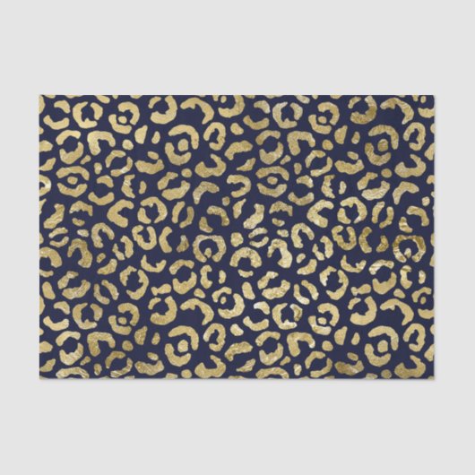 Luxe Glam Gold Navy Leopard-printer Tissuepapier (Voorkant)