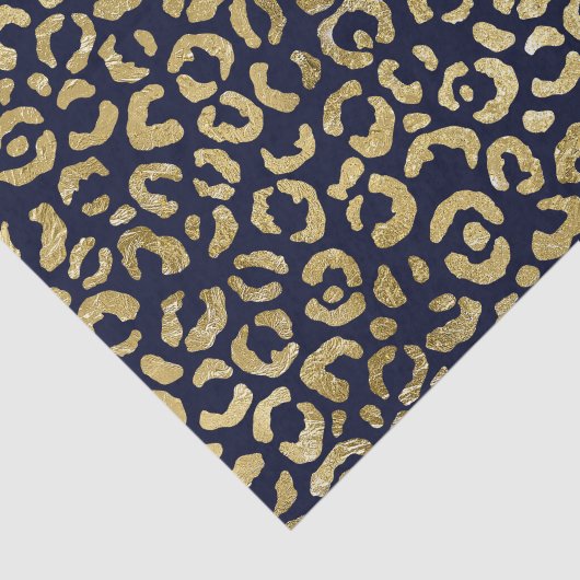 Luxe Glam Gold Navy Leopard-printer Tissuepapier (Detail)