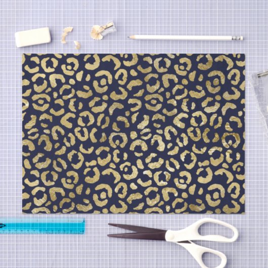 Luxe Glam Gold Navy Leopard-printer Tissuepapier (Craft)