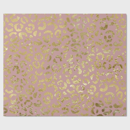 Luxe Glam Gold Pink Leopard-printer Cadeaupapier (Vlak)