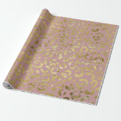 Luxe Glam Gold Pink Leopard-printer Cadeaupapier (Uitgerold)