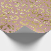 Luxe Glam Gold Pink Leopard-printer Cadeaupapier (Hoek)