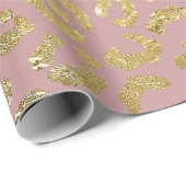Luxe Glam Gold Pink Leopard-printer Cadeaupapier (Rol Hoek)