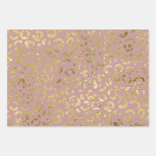 Luxe Glam Gold Pink Leopard-printer Inpakpapier Vel (Voorkant)