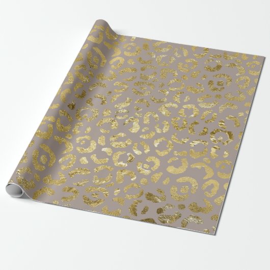 Luxe Glam Gold Taupe Leopard-printer Cadeaupapier (Uitgerold)