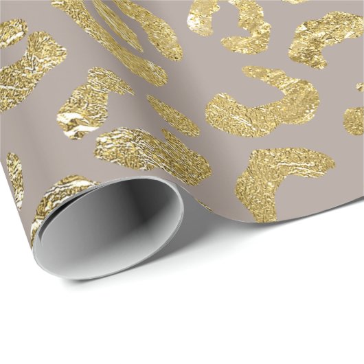 Luxe Glam Gold Taupe Leopard-printer Cadeaupapier (Rol Hoek)
