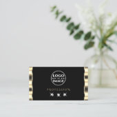 Luxe Glam Gold-zwarte mousserende diamant met Logo Visitekaartje (Staand voorkant)
