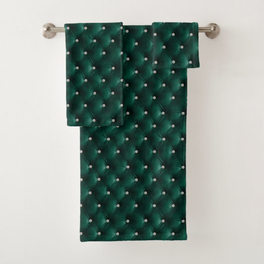 Luxe Glam Groen Nepfluwelen Bad Handdoek (Insitu)