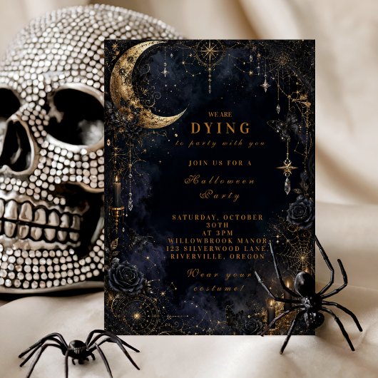Luxe Glam Halloween-feest Kaart