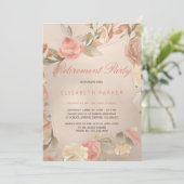 Luxe Glam Koraal Goud Bloemen Pensioen Partij Kaart (Staand voorkant)