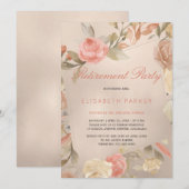 Luxe Glam Koraal Goud Bloemen Pensioen Partij Kaart (Voorkant / Achterkant)