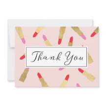 Luxe Glam Lipstick Patroon op Roze Dank je Kaart