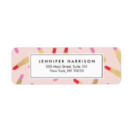 Luxe glam lipstick patroon op roze Makeup artiest Etiket