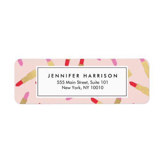 Luxe glam lipstick patroon op roze Makeup artiest Etiket (Voorkant)