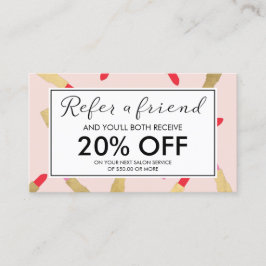 Luxe Glam Lipstick Patroon op Roze Referral Kaart