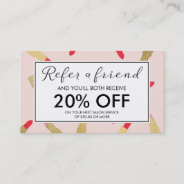 Luxe Glam Lipstick Patroon op Roze Referral Kaart