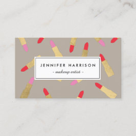 Luxe Glam Lipstick Patroon op Taupe Visitekaartje