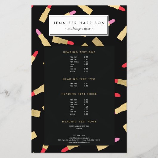 Luxe glam lipstick patroon op zwarte makreel flyer (Voorkant)