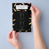 Luxe glam lipstick patroon op zwarte makreel flyer (Hand)