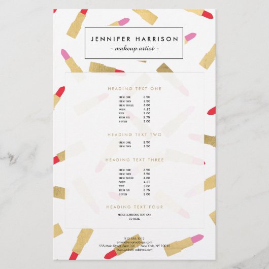Luxe Glam Lipstick Pattern Makeup Artist Flyer (Voorkant)