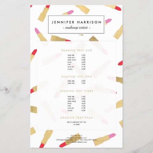 Luxe Glam Lipstick Pattern Makeup Artist Flyer (Voorkant)