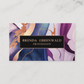 Luxe Glam Liquid Marble Blue Paars Gold Visitekaartje (Voorkant)