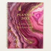 Luxe Glam Magenta Paarse Agaat & Gouden Geode Planner (Voorkant)