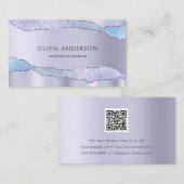 Luxe Glam Paarse QR Code Mode Trendy Modern Visitekaartje (Voorkant / Achterkant)