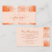 Luxe Glam Peach  Sparkling Jewels Monogram Visitekaartje (Voorkant / Achterkant)