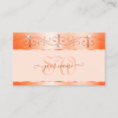 Luxe Glam Peach  Sparkling Jewels Monogram Visitekaartje (Voorkant)