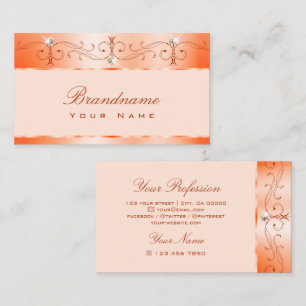 Luxe Glam Peach Sparkling Jewels Ornamenten Visitekaartje