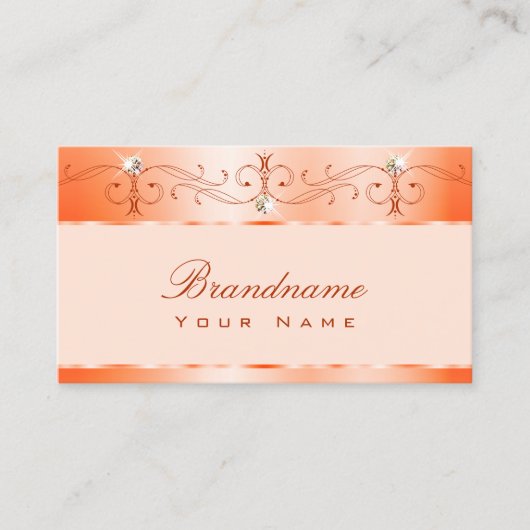 Luxe Glam Peach Sparkling Jewels Ornamenten Visitekaartje (Voorkant)