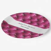 Luxe Glam Pink Faux Velvet Papieren Bordje (Gekanteld)