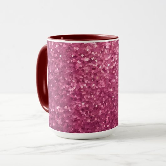 Luxe Glam Pink Glitter Maroon Combo Mok (Voorkant links)