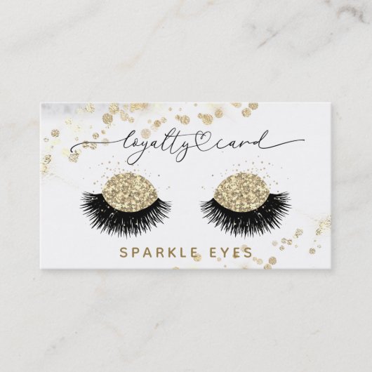 *~* Luxe Glam QR LOGO Gold Eyes Loyalty Visitekaartje (Voorkant)