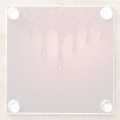 Luxe Glam Red Faux Glitter Dripping Glass Onderzet Glazen Onderzetter (Achterkant)