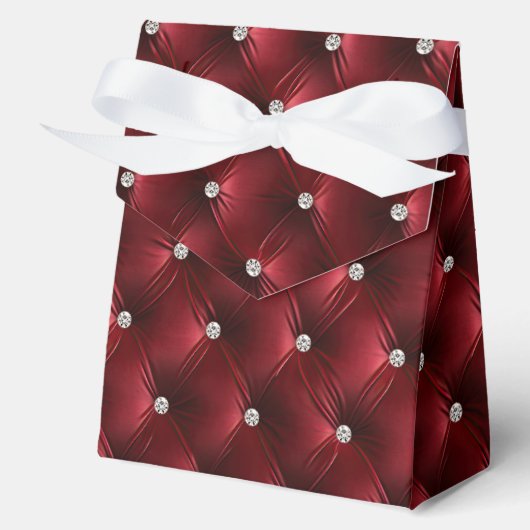 Luxe Glam Red Faux Velvet Bedankdoosjes (Voorkant)